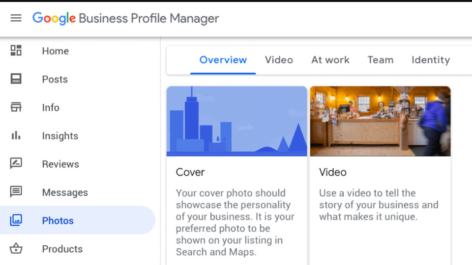 Recomendamos agregar fotos y video para mostrar la mejor de tu negocio en Google My Business