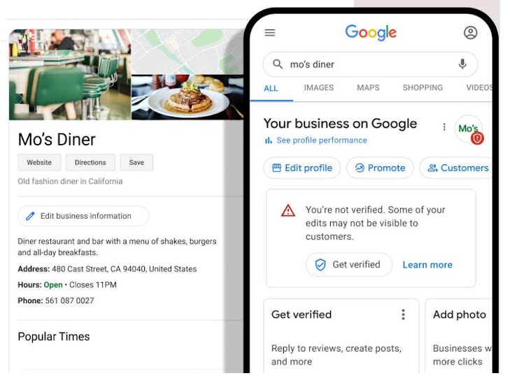 Un ejemplo del perfil de un negocio de Google My Business