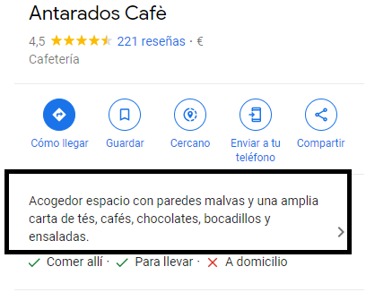 Una descripción breve de Google My Business