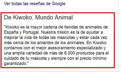 Un ejemplo de un mensaje del propietario optimizada