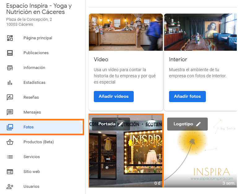 Agregar imagenes en Google My Business