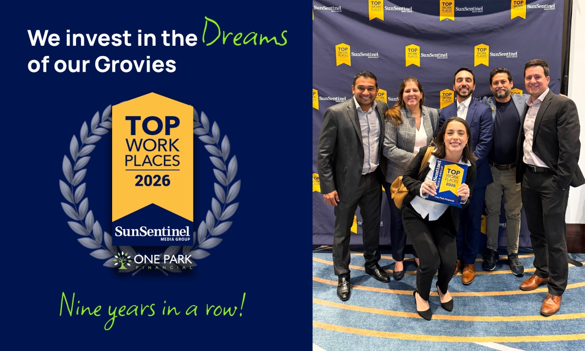 Nueve Veces Ganadores: One Park Financial es Nombrado Top Workplace del Sun Sentinel Una Vez Más