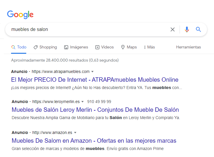 ejemplo de campañas de búsqueda en google ads