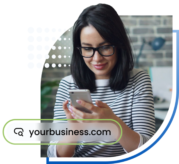 Woman searching for a business online
