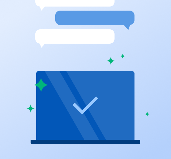 Laptop with check mark